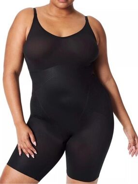 Spanx XL Shapewear Black Thinstincts Mid-Thigh Bodysuit 10380R NEW